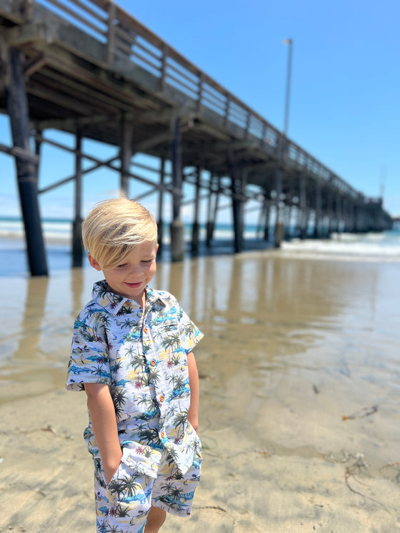 MAHALO Cream/ Blue Hawaiian Woven Shorts