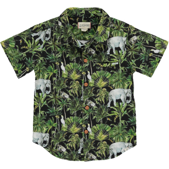 MAUI Green Palm Print Woven Shirt