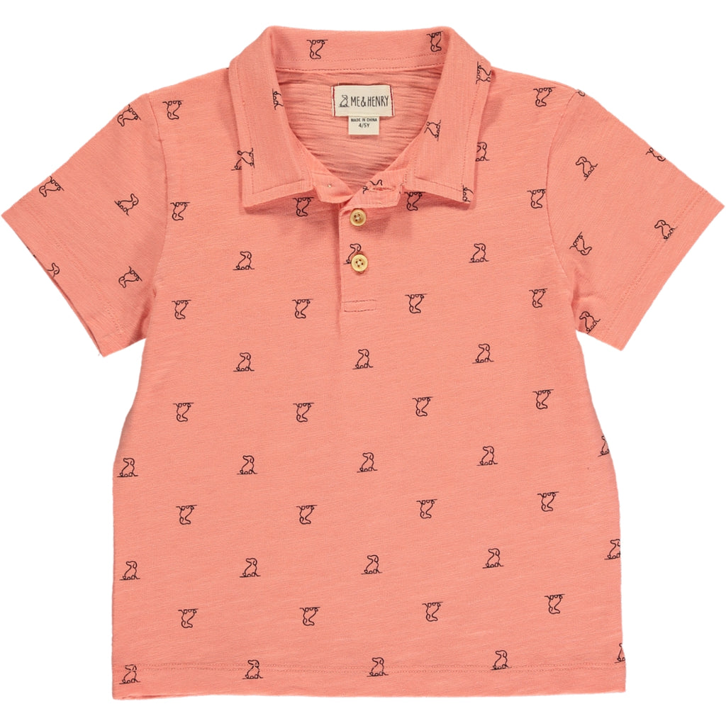 Coral Henry Print Polo