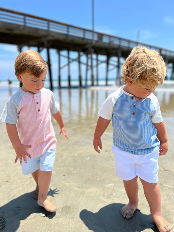 BEACON Pink White Raglan Tee