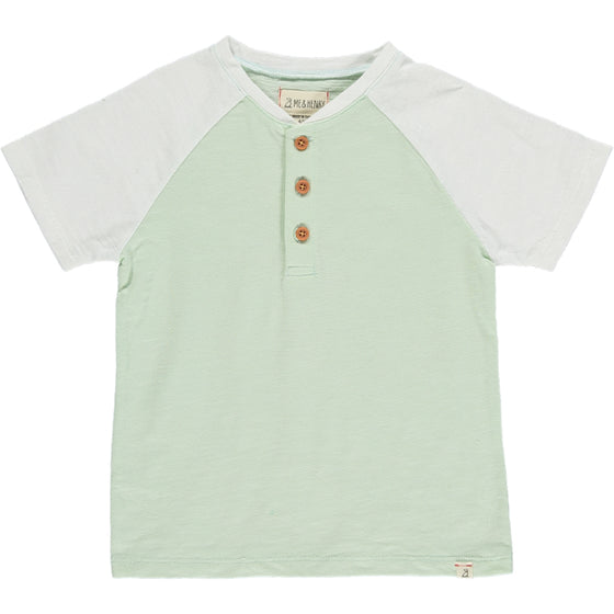 BEACON Mint/White Raglan Henley Tee