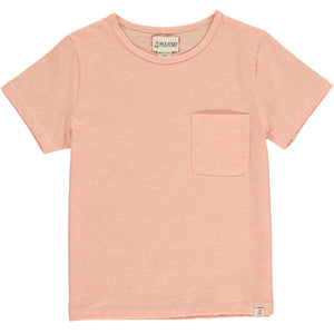 Peach tee, short sleeve, with small front pocket