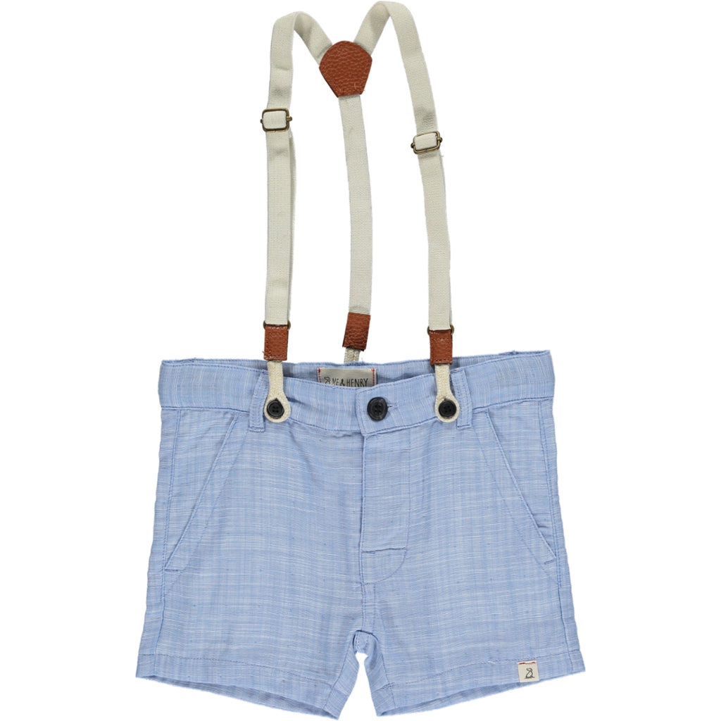 CAPTAIN Blue Heathered Shorts with adjustable straps