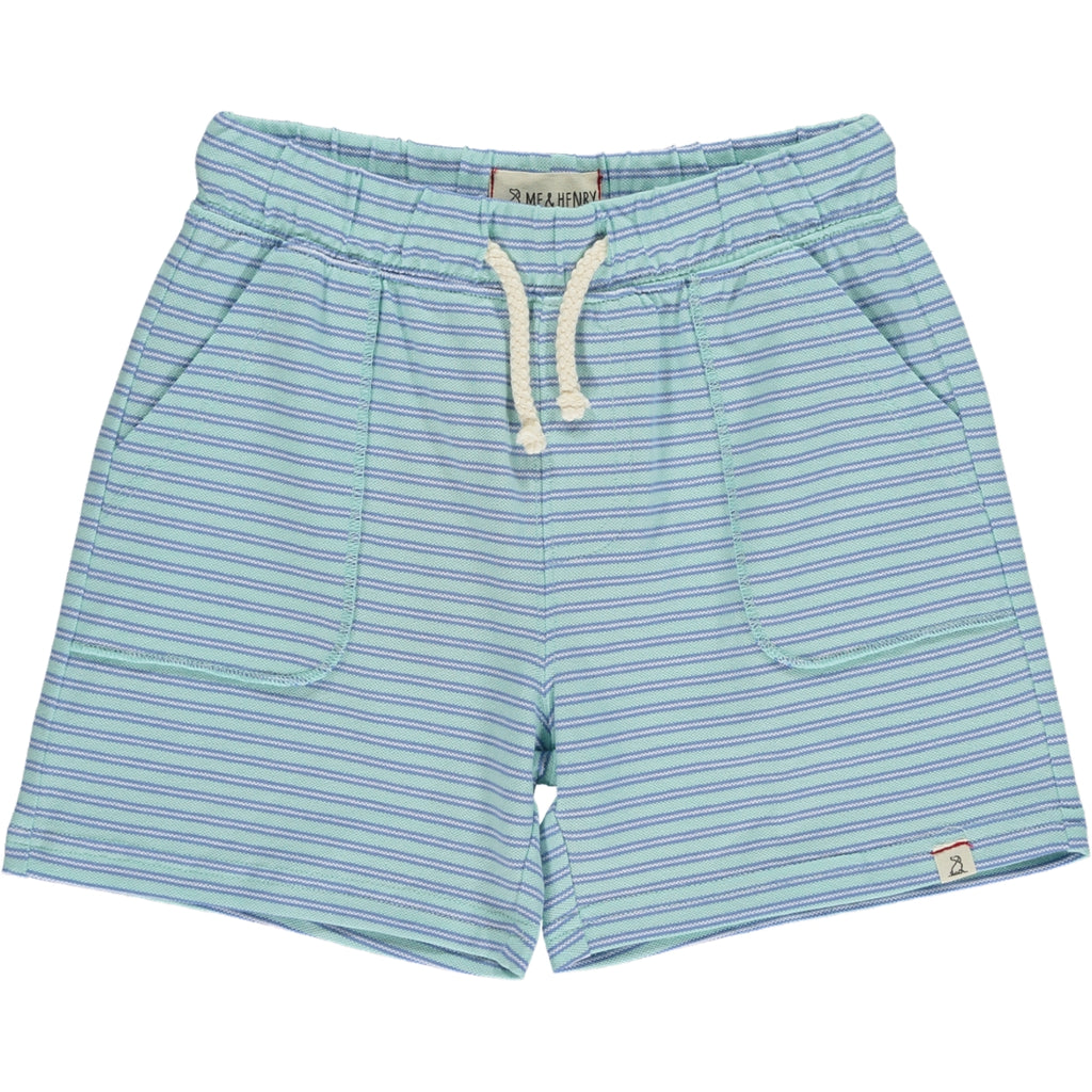 TIMOTHY Aqua/Blue Stripe Pique Shorts