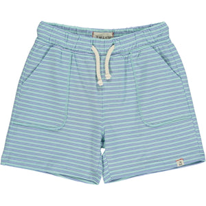 TIMOTHY Aqua/Blue Stripe Pique Shorts
