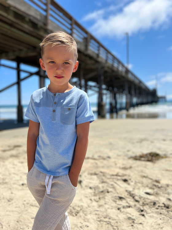 BOARDWALK Blue Panelled Top