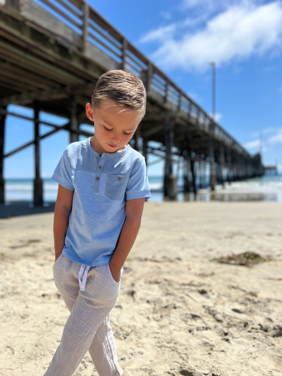 BOARDWALK Blue Panelled Top