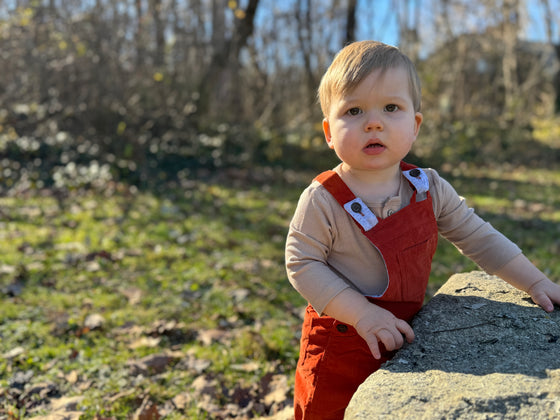 Red HARRISON Cord Overalls