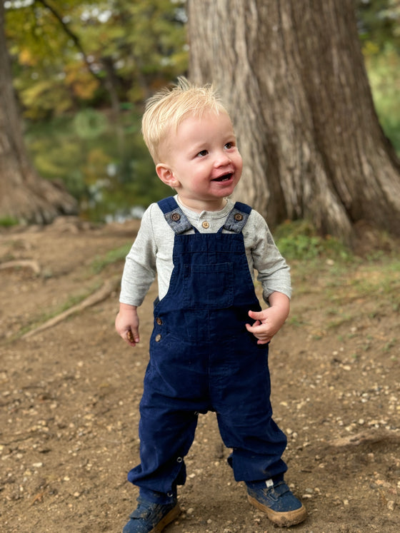 Navy cord overalls