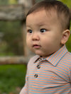 Blue/Apricot Pique SEYMOUR Polo Onesie