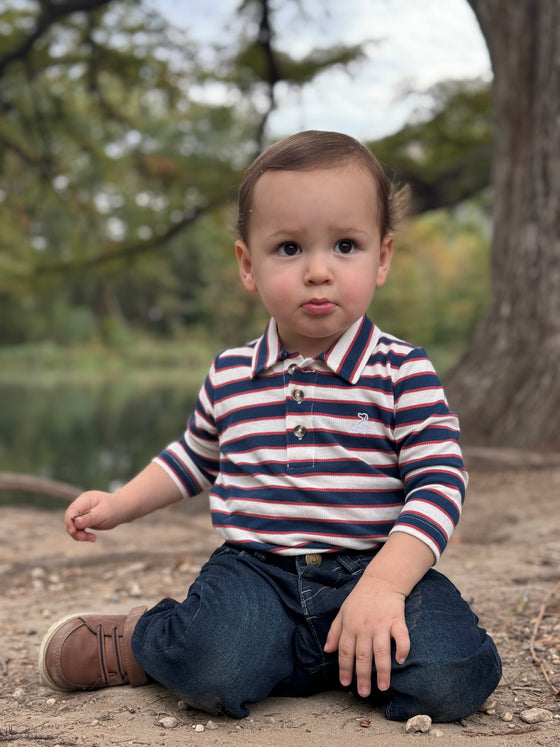 SEYMOUR Navy/Rust/Cream Polo Onesie