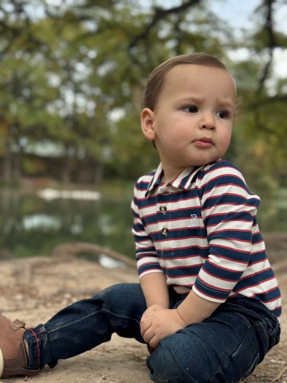 SEYMOUR Navy/Rust/Cream Polo Onesie