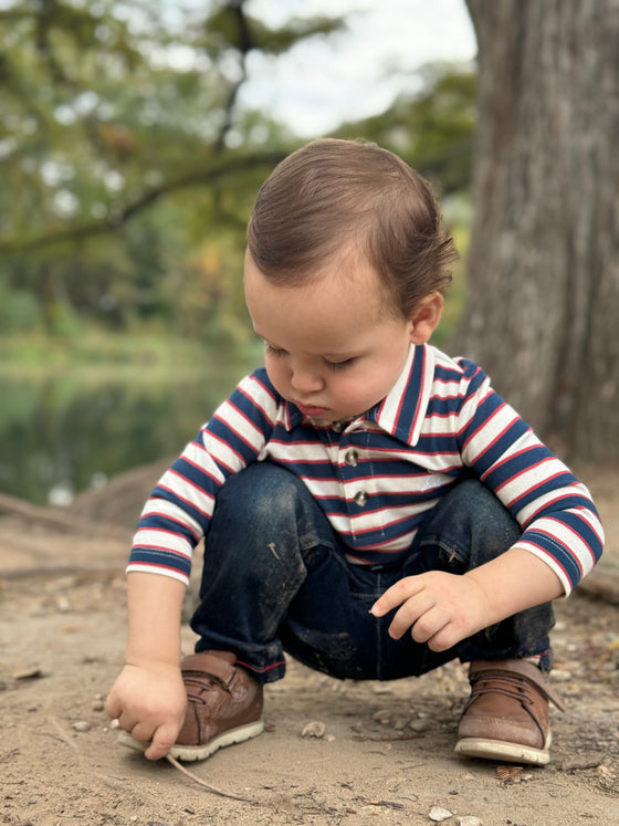 SEYMOUR Navy/Rust/Cream Polo Onesie