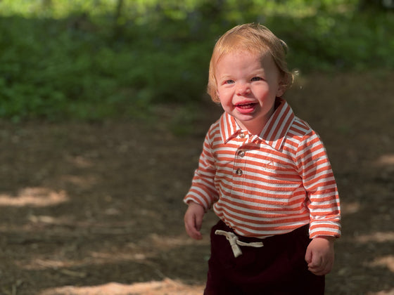 SEYMOUR Pumpkin/White Polo Onesie