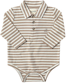  Tan/White SEYMOUR Polo Onesie