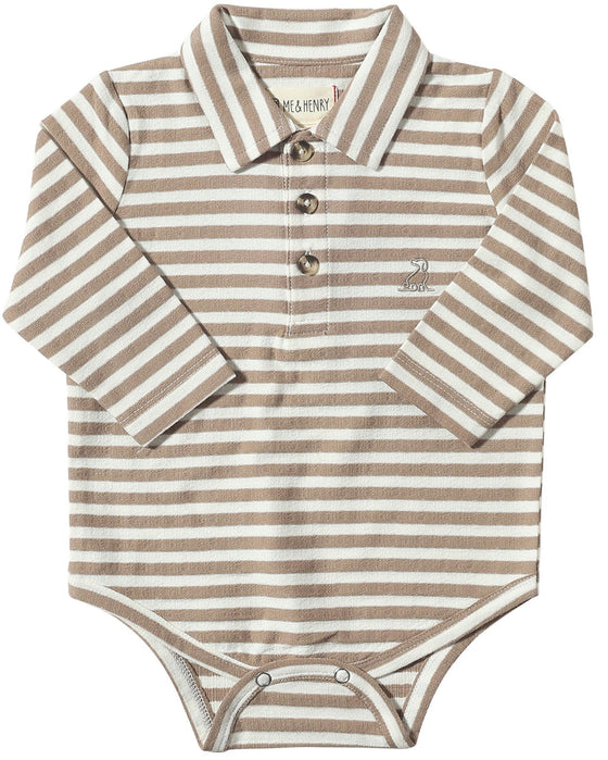 Tan/White SEYMOUR Polo Onesie