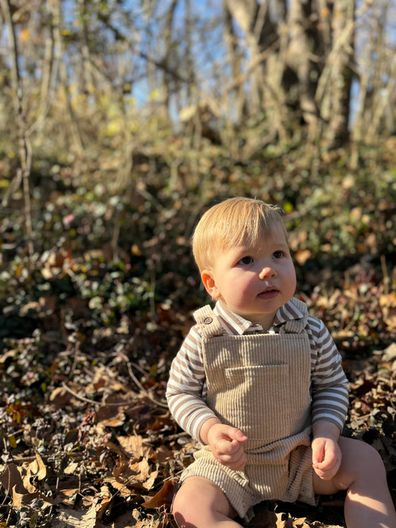 Tan/White SEYMOUR Polo Onesie