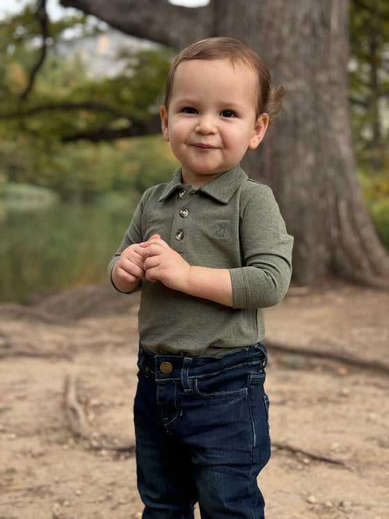 Sage SEYMOUR Pique Polo Onesie