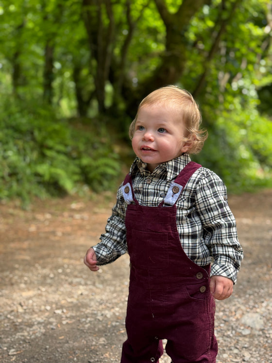JASPER Navy/White Plaid Woven Onesie