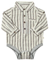 Black/Cream Stripe JASPER Woven Onesie