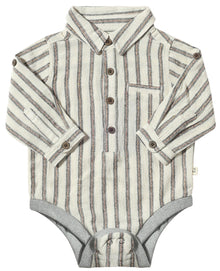  Black/Cream Stripe JASPER Woven Onesie