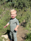 Green/White Stripe NIOTA Henley Romper