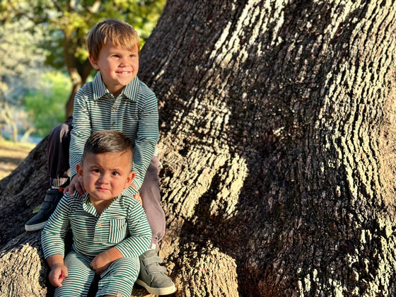 Royal/Grey Double Stripe KINGSTON Polo Romper