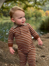 Brown/Beige Stripe KINGSTON Polo Romper