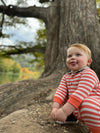 Red/Beige Stripe KINGSTON Polo Romper