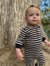 Black/Beige Stripe KINGSTON Polo Romper