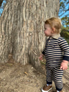 Black/Beige Stripe KINGSTON Polo Romper