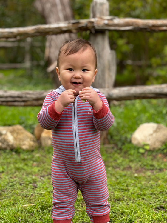 Blue/Rust Cosy BLAINE Hooded Romper