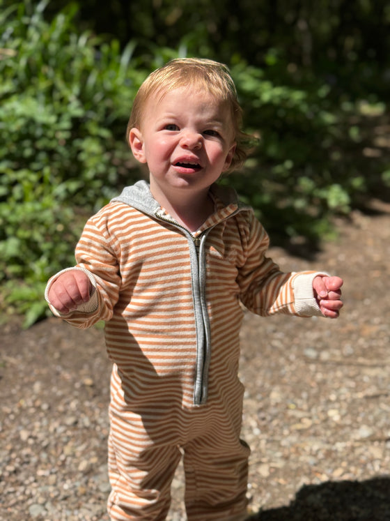 BLAINE Orange/Beige Cosy Hooded Romper