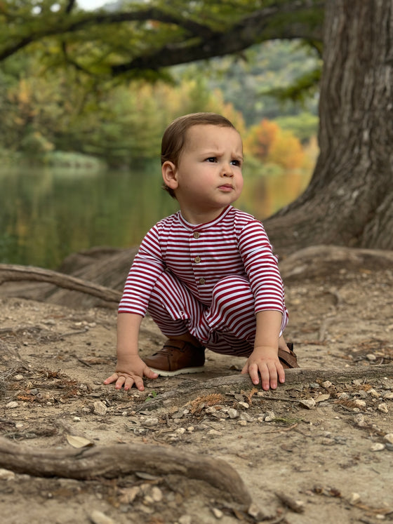 Rust/White Stripe MASON Romper