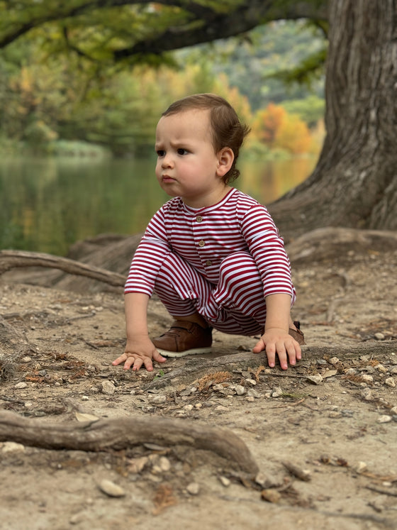 MASON Rust/White Stripe Romper