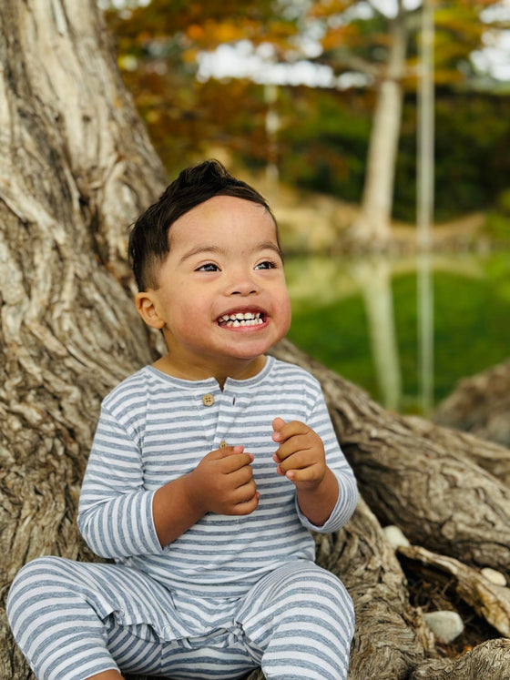 Grey/White MASON Rib Romper