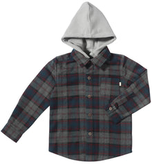  Blue/Grey Plaid ERIN Hooded Shirt