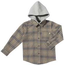  Beige Plaid ERIN Hooded Shirt