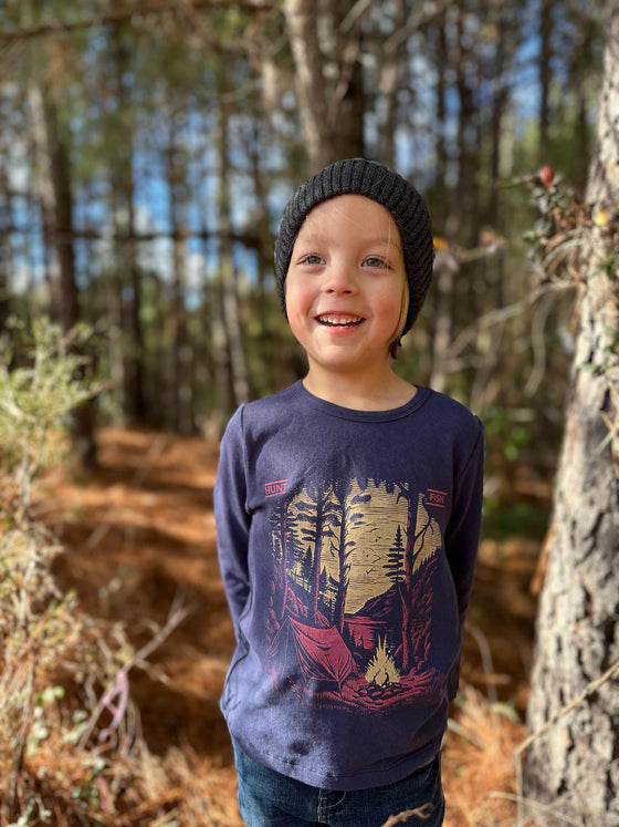 Navy Camping CHEROKEE Printed Tee