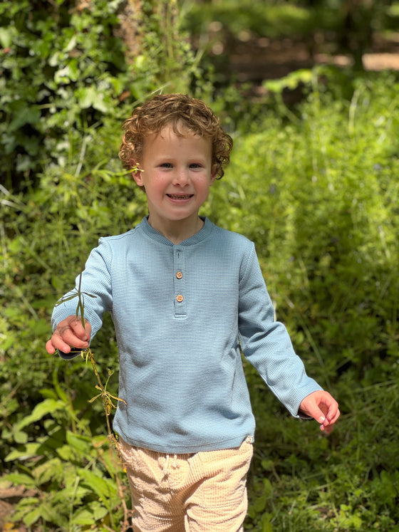HARVARD Blue Waffle Henley