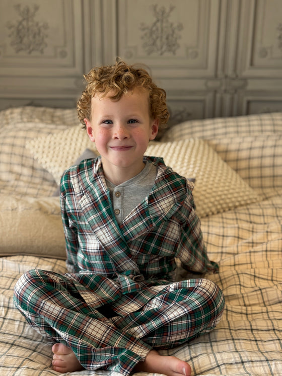 MUNFORD Green/Brown/White Plaid Lounge Robe