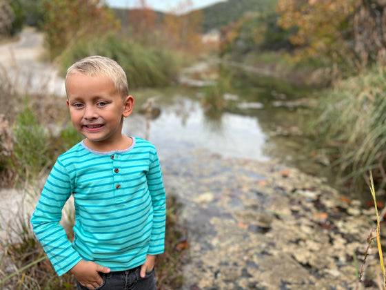 Turquoise/Teal Stripe MASCOT Henley