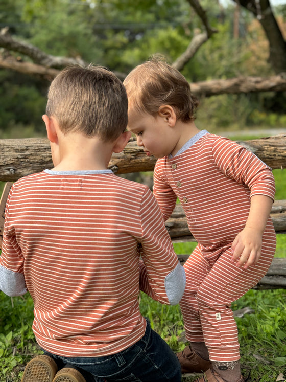 Rust/White Stripe NIOTA Henley Romper