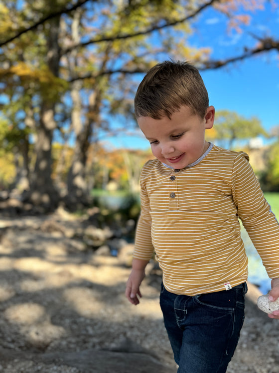 MASCOT Gold/White Stripe Henley