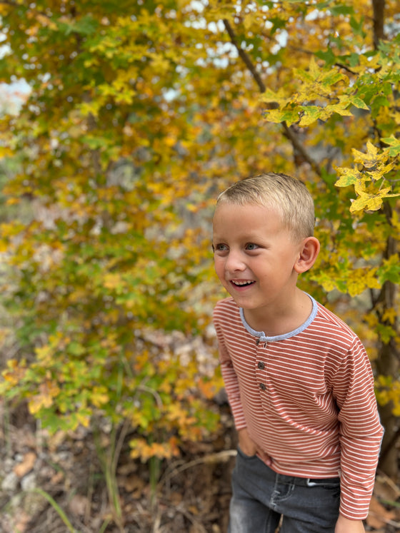 Rust/White Stripe MASCOT Henley