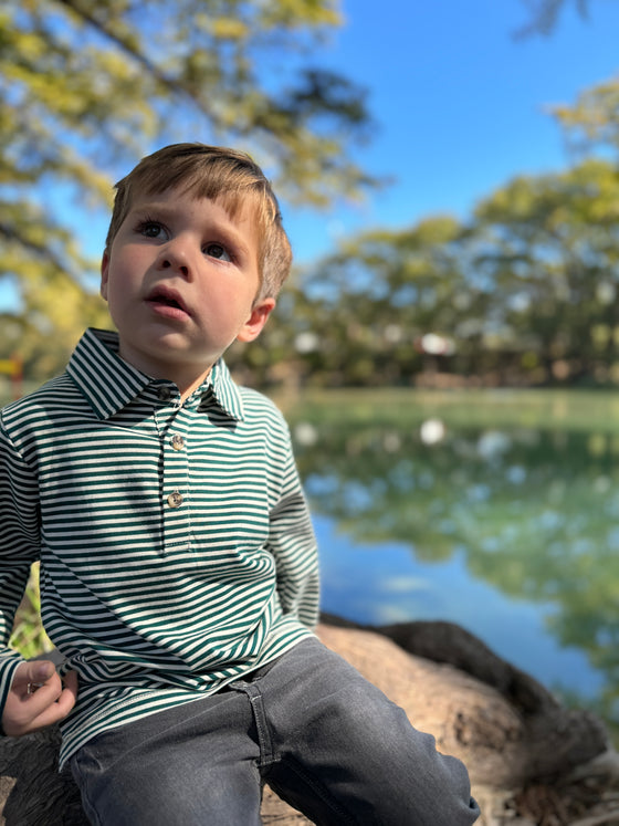 Dark Green /White Stripe MIDWAY Polo