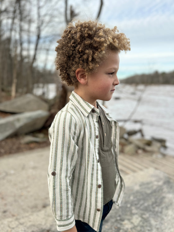 Green ADAMS Ribbed Henley