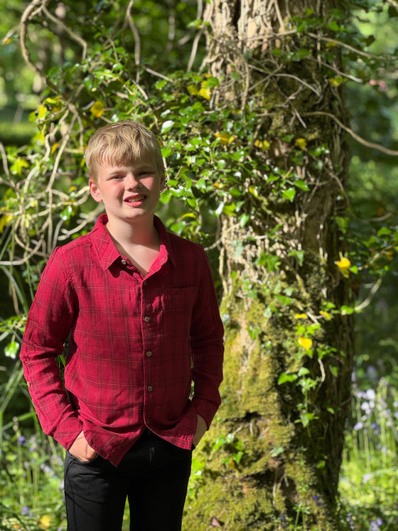 ATWOOD Red/Black Micro Plaid Woven Shirt