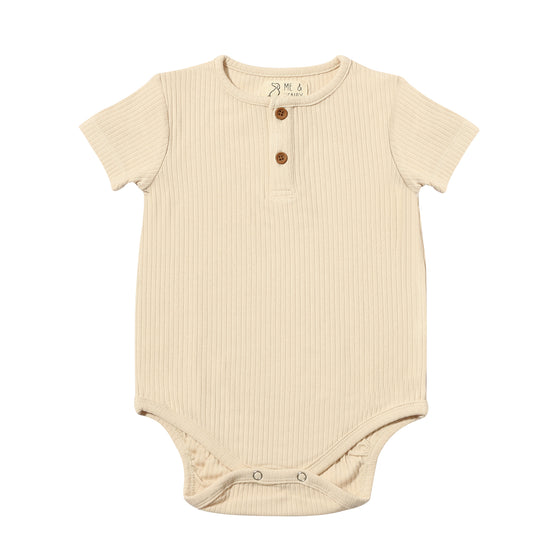 JIBE Cream Ribbed Onesie