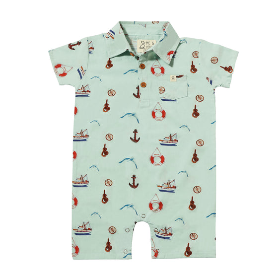 MOLOKAI Blue Nautical Printed Romper